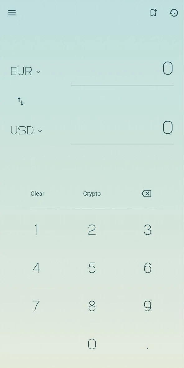 Fluxly converter: EUR to USD with the custom numpad
