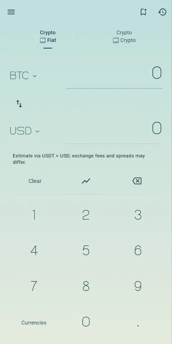 Fluxly crypto-to-fiat converter: BTC to USD